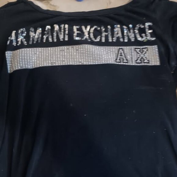 ARMANI EXCHANGE T-Shirt Black/Sequins, Large - Picture 1 of 1